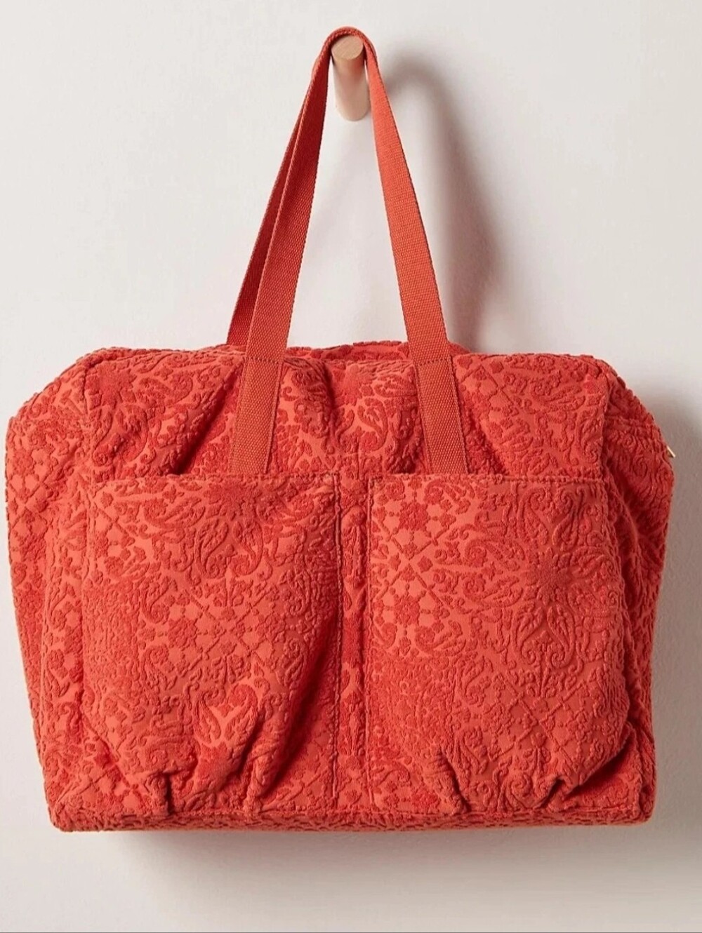 Free People Tibby Terry Weekender Bag ~ Floral Fire Red-Orange